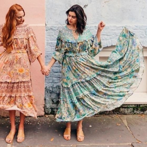 New spell x free people turquoise amethyst gown M - Picture 13 of 16